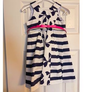 Navy blue and white dress w/ pink bow 🎀